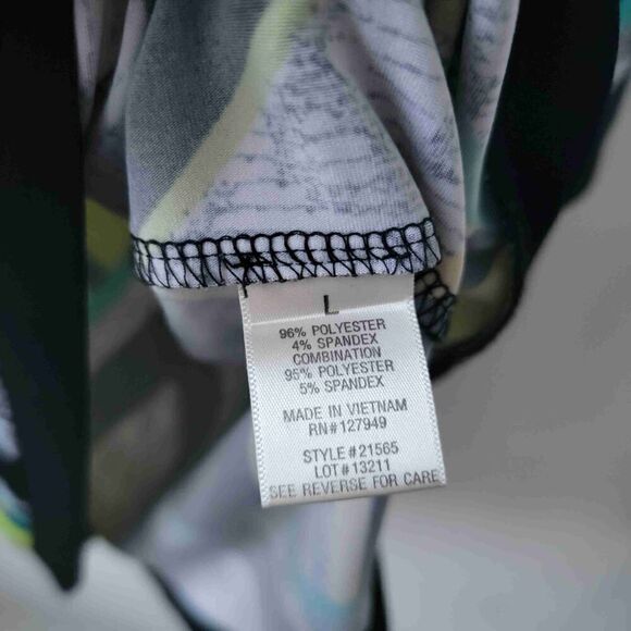 TREND MAKERS Multicolor Geometric Long Bell Sleeve Shift Dress Knee Length Large - Picture 5 of 7